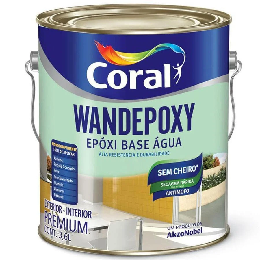 Tinta Epóxi Brilhante Wandepoxy Base Água Branco 3,6L Coral